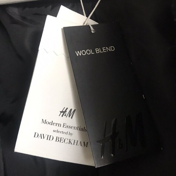 H&M Modern Essentials David Beckham Men’s Double Breasted Wool Coat Size 46R New - Picture 3 of 7
